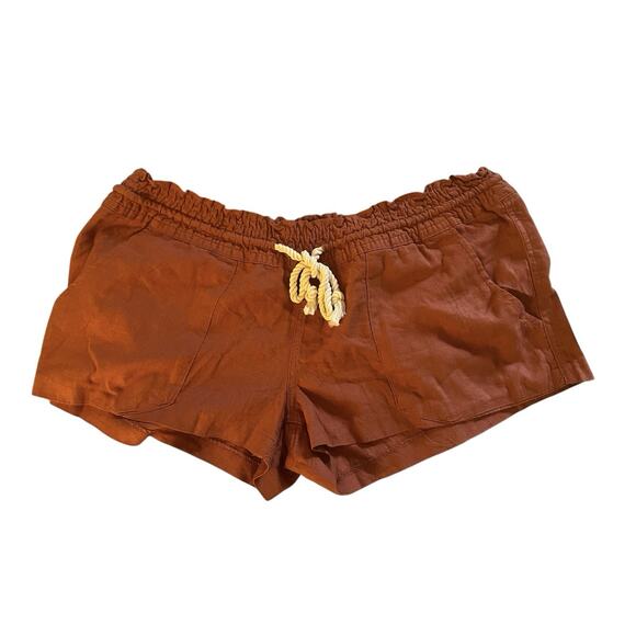 Roxy High Waist Brown Shorts with Drawstring - Picture 1 of 5